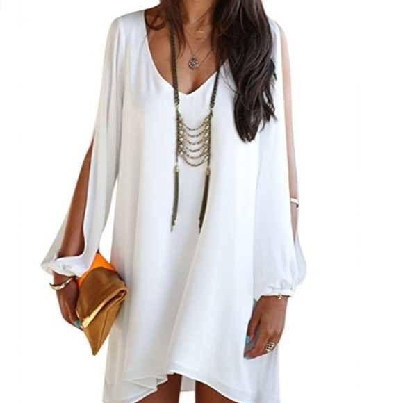 🖤HP🖤CLEMENTINE White Open Sleeve Dress - Picture 2 of 2